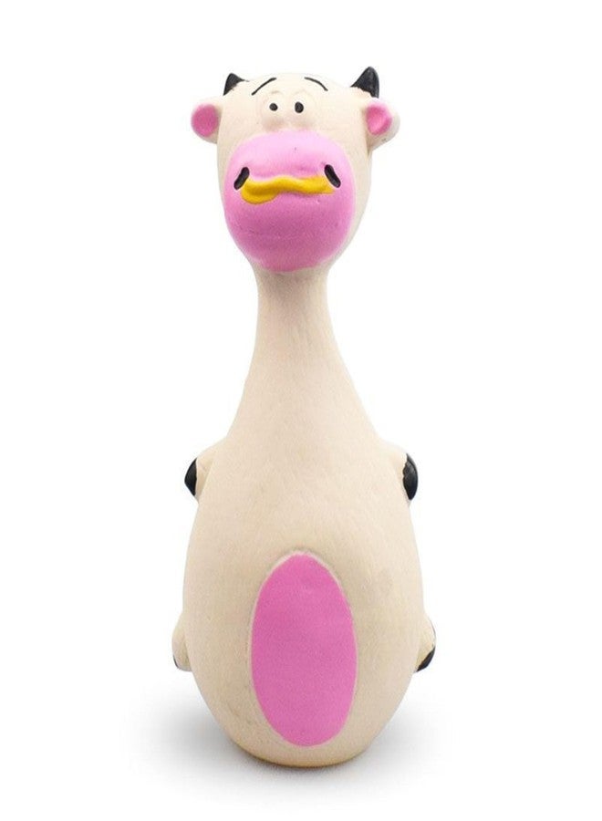 TEUOPIOE Interactive Dog Toys for Small Dogs, Rubber Latex Squeaky Toy with Cartoon Design, Bite Resistant Soft Chew Toy for Dogs Perfected for Play Teething for Small Medium Dogs (White Cow) - Image 1